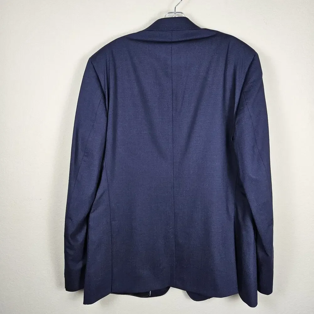 Lands End Stretch Blazer Mens 44L Year Rounder Traditional Fit Navy Wool Jacket